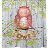 Rideaux De Douche Illustration de l'aquarelle Owd Bird Woodland Frie (Devant)