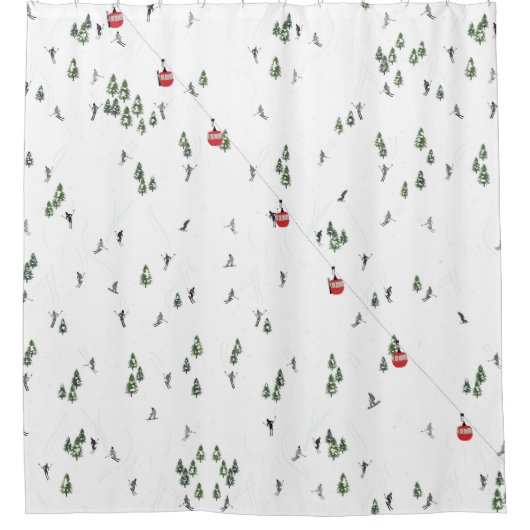 Rideaux De Douche Illustration de l'ascenseur Ski Rouge (Devant)