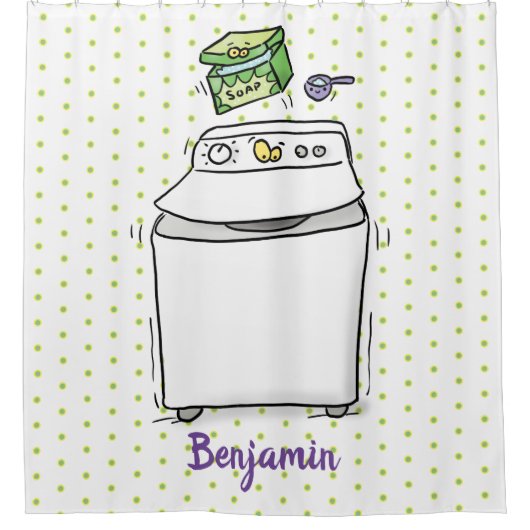 Rideaux De Douche Illustration de lave-linge mignonne (Devant)