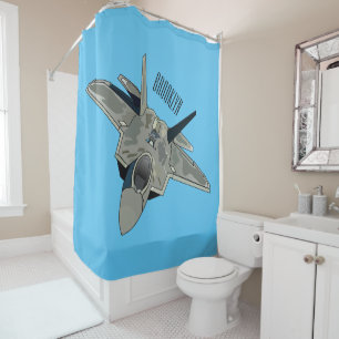 Rideaux De Douche Illustration de l'avion de chasse