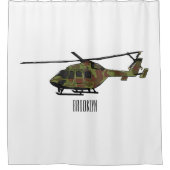 Rideaux De Douche Illustration de l'hélicoptère de l'armée (Devant)