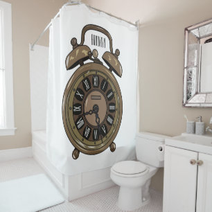 Rideaux De Douche Illustration de l'horloge d'alarme