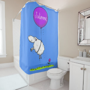 Rideaux De Douche Illustration de l'humour en ballons de mouton mign