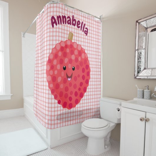 Rideaux De Douche Illustration de litchee rose mignon (En situation)