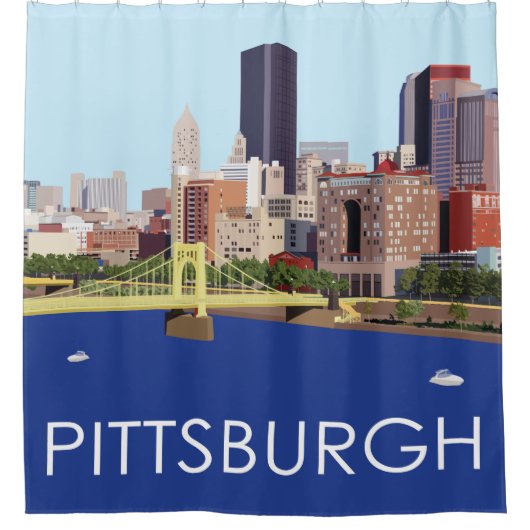 Rideaux De Douche Illustration de l'ordinateur Cool Pittsburgh Skyli (Devant)