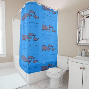 Rideaux De Douche Illustration de mignonne migratrice de baleines à