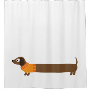 Rideaux De Douche Illustration de mignons longs Dachshund