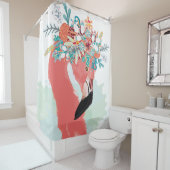 Rideaux De Douche Illustration de mode avec flamants roses dessinés (En situation)