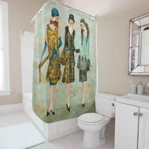 Rideaux De Douche Illustration de mode vintage des années 1930