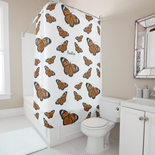 Rideaux De Douche Illustration de papillon monarque (En situation)