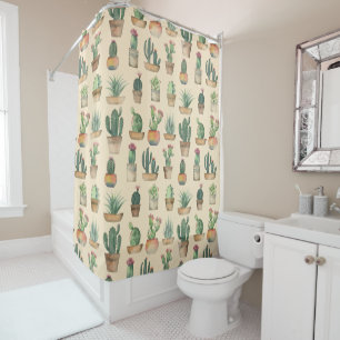 Rideaux De Douche Illustration de Plantes Motifs Cactus