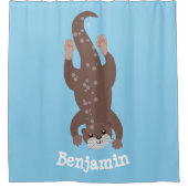 Rideaux De Douche Illustration de plongée de loutre mignonne (Devant)