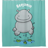 Rideaux De Douche Illustration de saut en hippo mignon (Devant)