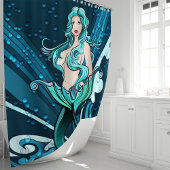 Rideaux De Douche Illustration de sirène marine