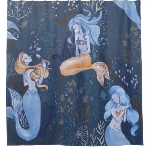 Rideaux De Douche Illustration de sirène sous-marine