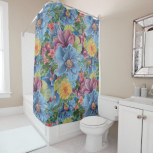 Rideaux De Douche Illustration des aquarelles Collage Fleurs