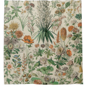 Rideaux De Douche Illustration des fleurs vintages Adolphe Millot