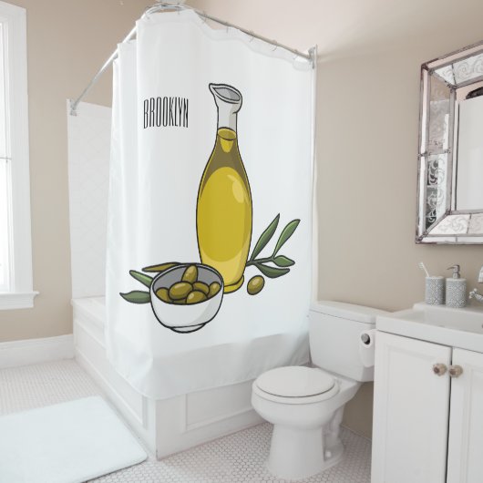 Rideaux De Douche Illustration d'huile d'olive (En situation)