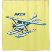 Rideaux De Douche Illustration d'hydravion bleu blanc (Devant)