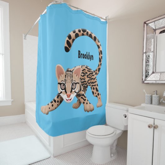Rideaux De Douche Illustration d'ocelot mignon (En situation)