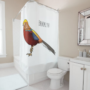 Rideaux De Douche Illustration d'oiseau de faisan doré
