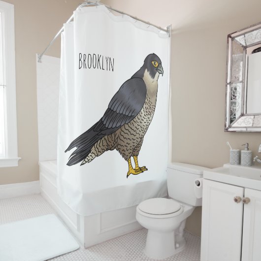Rideaux De Douche Illustration d'oiseau de faucon pèlerin (En situation)