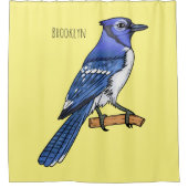 Rideaux De Douche Illustration d'oiseau de jay bleu (Devant)