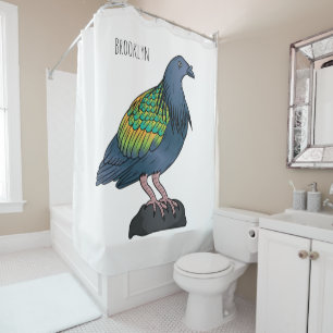 Rideaux De Douche Illustration d'oiseau de pigeon de Nicobar