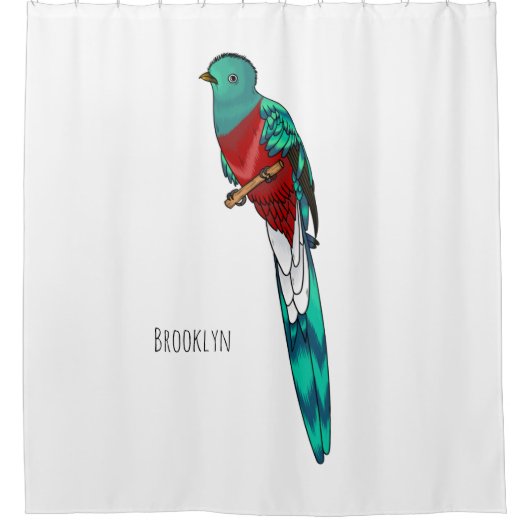 Rideaux De Douche Illustration d'oiseau de quetzal resplendissant (Devant)
