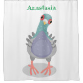 Rideaux De Douche Illustration drôle de pigeon curieux (Devant)