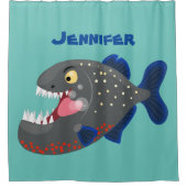 Rideaux De Douche Illustration drôle de piranha affamée (Devant)