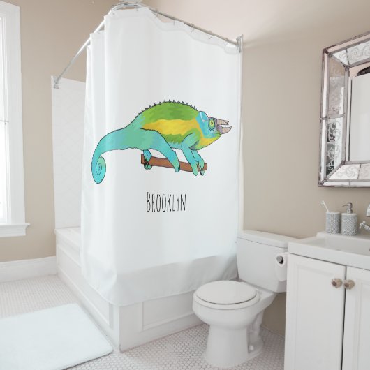 Rideaux De Douche Illustration du caméléon de Jackson (En situation)
