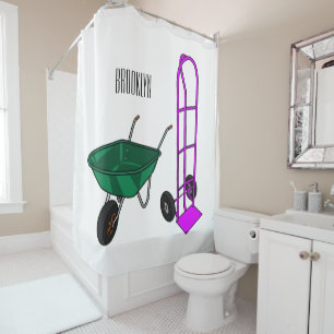 Rideaux De Douche Illustration du chariot à roues et du chariot à ma