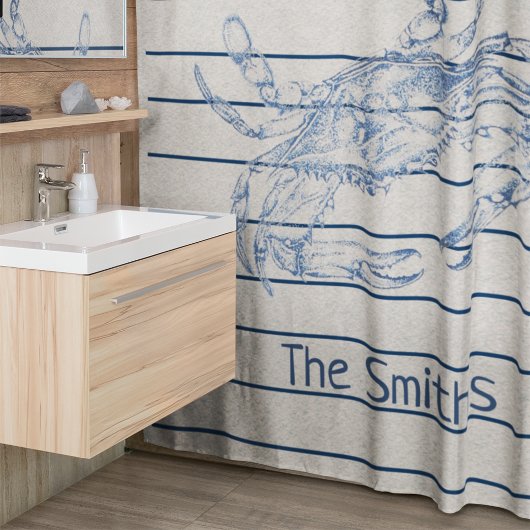 Rideaux De Douche Illustration du Crustacé du grand crabe bleu