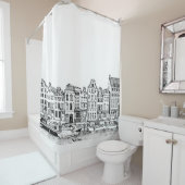 Rideaux De Douche Illustration du paysage urbain du canal d'Amsterda (En situation)