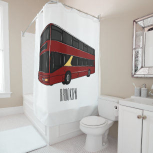 Rideaux De Douche Illustration d'un bus à deux étages