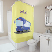 Rideaux De Douche Illustration d'un bus moderne bleu mignon (En situation)