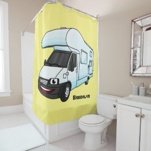 Rideaux De Douche Illustration d'un campervan heureux