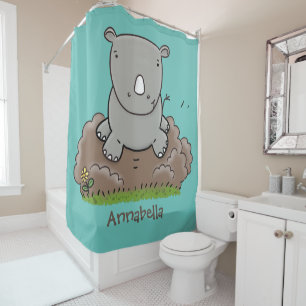 Rideaux De Douche Illustration d'un petit rhinocéros