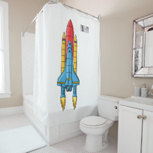 Rideaux De Douche Illustration d'un vaisseau de fusées