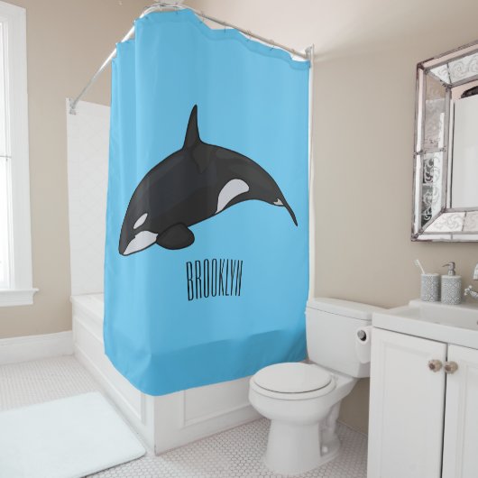 Rideaux De Douche Illustration d'une baleine tueuse (En situation)