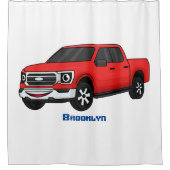 Rideaux De Douche Illustration d'une camionnette rouge mou (Devant)