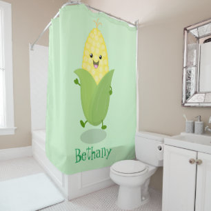 Rideaux De Douche Illustration d'une caricature de maïs joyeux