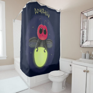 Rideaux De Douche Illustration d'une luciole à éclair mignon