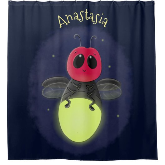 Rideaux De Douche Illustration d'une luciole à éclair mignon (Devant)