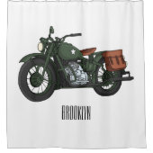 Rideaux De Douche Illustration d'une moto de croiseur militaire (Devant)