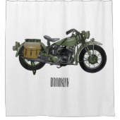 Rideaux De Douche Illustration d'une moto de croiseur militaire (Devant)