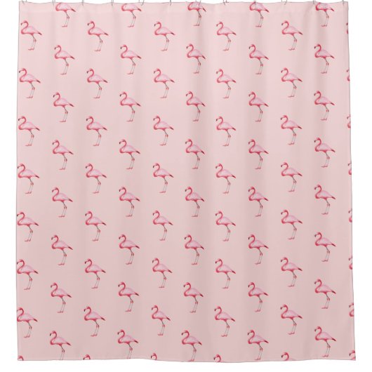 Rideaux De Douche Illustration Flamant rose rose Tropical Motif mign (Devant)