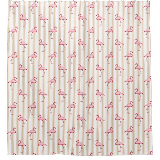Rideaux De Douche Illustration Flamant rose rose Tropical Motif Stri (Devant)