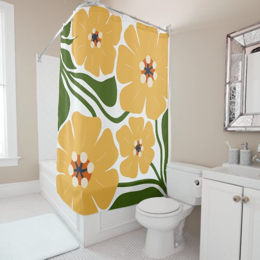 Rideaux De Douche Illustration florale (En situation)